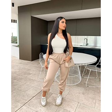 OQQ Women's Stylish One Shoulder Bodysuit - Flattering Fit