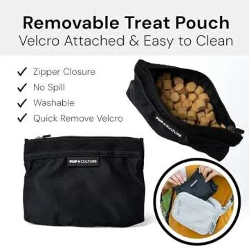 Pup Culture Cross Body Dog Training Treat Pouch | Removable Treat Pouch for Anytime Puppy Training | Built in Poop Bag Dispenser & Used Dog Poop Bag Holder | Stylish Dog Treat Pouch - Cream