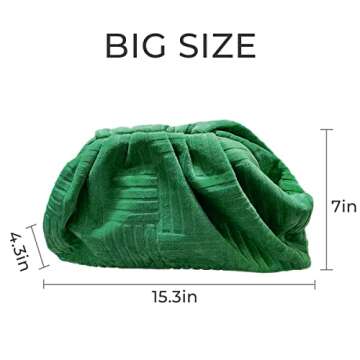 XAP Clutch Purse for Women Dumpling Bag Trendy Designer Ruched Handbag Fashion Teen Pouch, Green