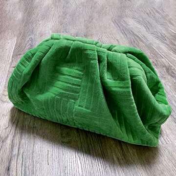 XAP Clutch Purse for Women Dumpling Bag Trendy Designer Ruched Handbag Fashion Teen Pouch, Green
