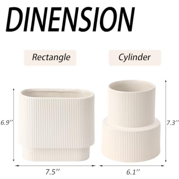 YANWE1 White Ribbed Ceramic Flower Vase Perfect for Decor