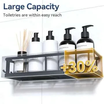 YASONIC Shower Caddy Adhesive, No Drill Bathroom Shower Organizers, with Removable Hooks, Rust Proof Shower Shelves, Wall-Mounted Shower Holder, Black, 2 Pack