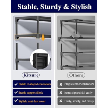 Kitsure Shoe Rack - 10-Tier Organizer with Dust Cover