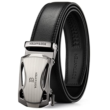 BOSTANTEN Men's Leather Ratchet Belt - Dress & Casual Adjustable Fit
