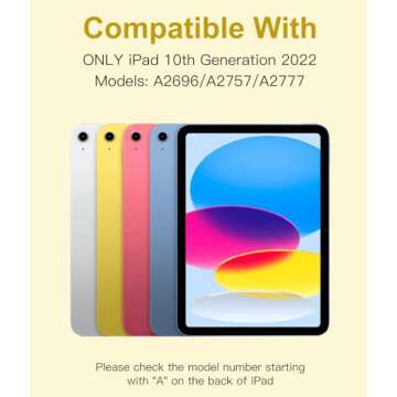 Hamile for iPad 10th Generation Case with Keyboard 10.9 Inch - 7 Colors Backlit Wireless Detachable ...