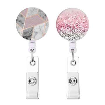 Cute Badge Reel, Retractable Badge Holder with Alligator Clip, 24 inch Retractable Cord,ID Badge Lan...
