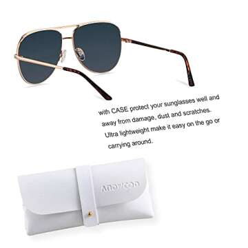 ANDWOOD Oversized Aviator Sunglasses for Women Big Large UV Protection Fashion Sun glasses Double Br...