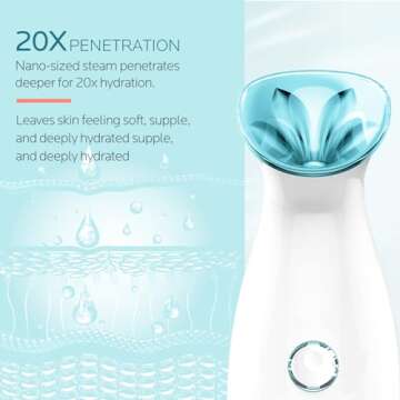 Colorfarm Facial Steamer Nano Ionic: Face Steamer Humidifier Hot Mist Home Sauna Spa - Deep Cleaning Unclogs Pores for Women Men Sinuses Moisturizing
