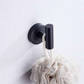 Nolimas Towel Coat Hook Matte Black SUS304 Stainless Steel Bathroom Clothes Cabinet Closet Sponges R...