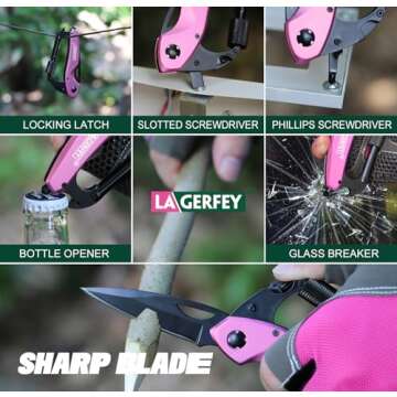 Gifts for Women Mom Wife - Mothers Day Gifts, Self Defense Keychain - Birthday Gifts for Women, Stocking Stuffers for Women - Women Stocking Stuffers, Women Gifts for Christmas - P’ink Multitool