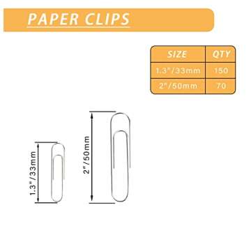 220pcs Silver Paper Clips, Medium and Jumbo Size (1.3 inch & 2 inch) Office Paperclips - with Storage Box in Each Size for Easy Storage
