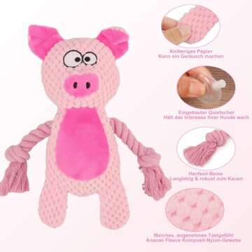 TONYFY Dog Toys, Dog Squeaker Toys with Crinkle Paper, Stuffed Animal Dog Plush Chewing Toy, Cotton ...