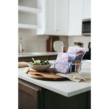 Stasher Silicone Reusable Storage Bag, Sandwich + Snack + 1/2 Gallon (Clear) | Food Meal Prep Storage Container | Lunch, Travel, Makeup, Gym Bag | Freezer, Oven, Microwave, Dishwasher Safe, Leakproof