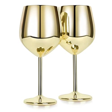 FOOLS ALIBAI Elegant Stainless Steel Wine Glass Set of 2 for Any Occasion