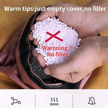 SARUEL Bean Bag Chair Bean Bag Cover Luxury Single Lazy Sofa Cover PU Faux Suede Leather Bean Bag Pouf Chair for Bedroom Living Room Garden, Without Filling Bean Bag Cover