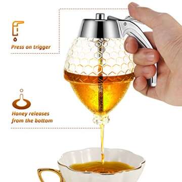 Acrylic Honey Dispenser with Stand Comb Shaped Honey Pot, No Drip Syrup and Sugar Jar Pot with High ...