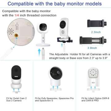 67" Adjustable Height Baby Monitor Floor Stand Holder for Infant Optics DXR-8 Pro,Nanit Pro,Eufy Spaceview, Spaceview Pro,Owlet Cam 2 Baby Monitor Stand，Also for Cameras with 1/4 Screw Mount