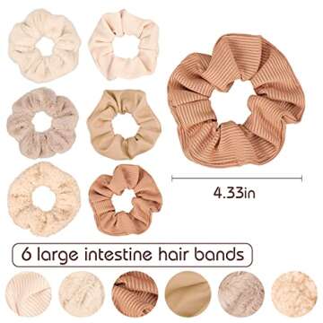 Matte Scrunchies for Hair 6Pcs Velvet Scrunchies for Thick Hair Ultra Textured Soft Fuzzy Hair Bands...