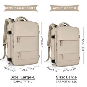 coowoz Large Travel Backpack For Women Men,Carry On Backpack,Hiking Backpack Waterproof Outdoor Spor...