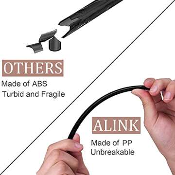 ALINK 12-Pack Reusable Black Straws, 10.5" Long Hard Plastic Tumbler Replacement Straws for 16 OZ 20 OZ 30 OZ Stanley, YETI, Mason Jar, Starbucks Tumblers, Set of 10 with Cleaning Brush