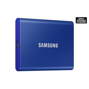 SAMSUNG T7 Portable SSD, 500GB External Solid State Drive, Speeds Up to 1,050MB/s, USB 3.2 Gen 2, Re...