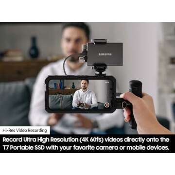 SAMSUNG T7 Portable SSD, 500GB External Solid State Drive, Speeds Up to 1,050MB/s, USB 3.2 Gen 2, Reliable Storage for Gaming, Students, Professionals, MU-PC500H/AM, Blue