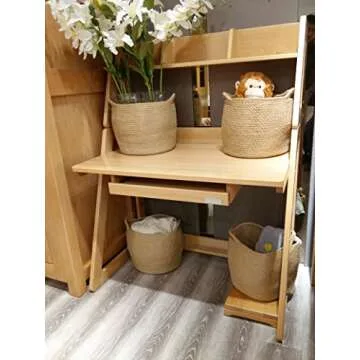 OrganizerPro Jute Storage Baskets Dual Handles Woven Storage Basket Floor Bin Pot Plant Cover Basket Belly Baskets Rope Basket, Nursery Baskets & Baby Room Baskets, Planter Basket