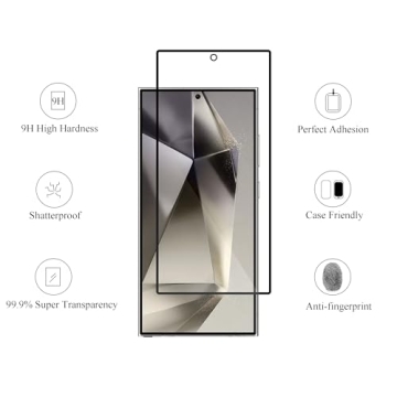 Ailun Glass Screen Protector for Galaxy S24 Ultra [6.8 Inch] 3Pack + 3Pack Camera Lens Tempered Glass Fingerprint Unlock 0.25mm Ultra Clear Anti-Scratch Case Friendly [Not For S24/S24 Plus]