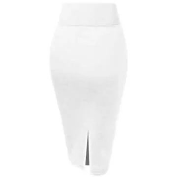 Hybrid & Company Women's Premium Nylon Ponte Stretch High Waist Pencil Suit Skirt Below Knee KSK45002 1073T White XL