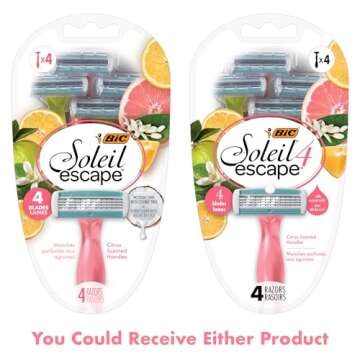 BIC Soleil Escape Women's Disposable 4 Blade Razors, Citrus Scented Handles, Perfect Bikini Razor, 4...