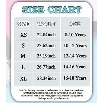 Linzama Teen Girls Period Panties Cotton Underwear Fashion Mixed Colour S