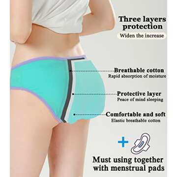 Linzama Teen Girls Period Panties Cotton Underwear Fashion Mixed Colour S