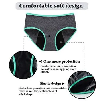 Linzama Teen Girls Period Panties Cotton Underwear Fashion Mixed Colour S