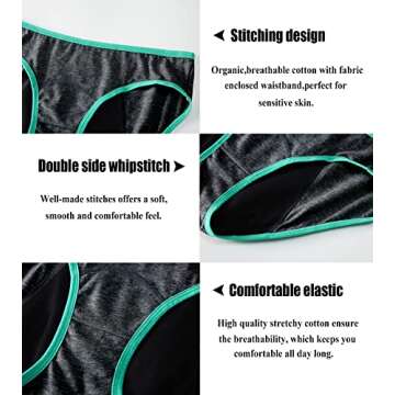 Linzama Teen Girls Period Panties Cotton Underwear Fashion Mixed Colour S