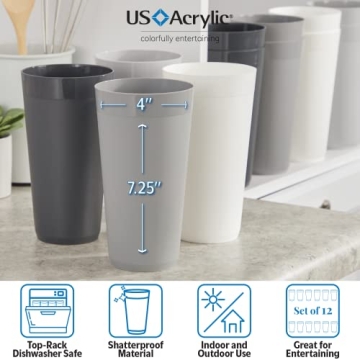 US Acrylic 32oz Durable Stackable Tumblers Set of 12