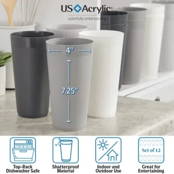 US Acrylic 32oz Durable Stackable Tumblers Set of 12