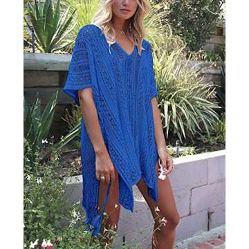 HARHAY Women's Summer Swimsuit Bikini 2023 Beach Swimwear Crochet Cover up Blue