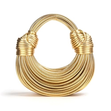 Gimue Hand-Woven Crossbody Bag for Women, Small Leather Clutch Purse, Knotted Bread Handbag, Top Han...