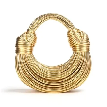 Gimue Hand-Woven Crossbody Bag for Women, Small Leather Clutch Purse, Knotted Bread Handbag, Top Han...