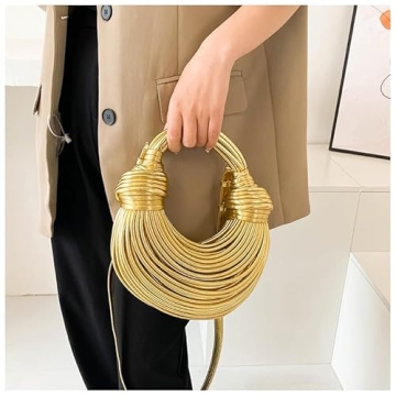 Stylish Gimue Hand-Woven Golden Crossbody Bag for Women