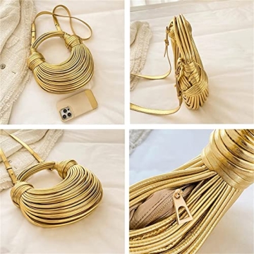Stylish Gimue Hand-Woven Golden Crossbody Bag for Women