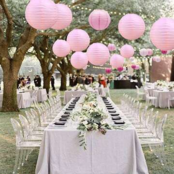 BEISHIDA Pink Round Paper Lanterns Hanging Decorative Chinese Paper Lanterns Lamp for Valentine Birthday Wedding Party Decoration and Baby Bridal Shower（10 Packs）