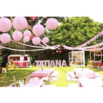 BEISHIDA Pink Round Paper Lanterns Hanging Decorative Chinese Paper Lanterns Lamp for Valentine Birthday Wedding Party Decoration and Baby Bridal Shower（10 Packs）