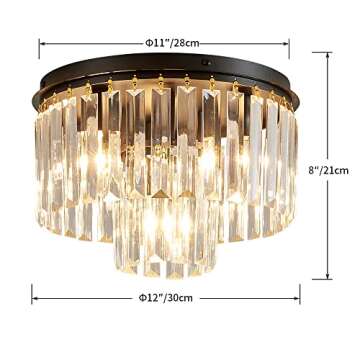 AGV Lighting Crystal Flush Ceiling Light Fixture - Modern Elegance