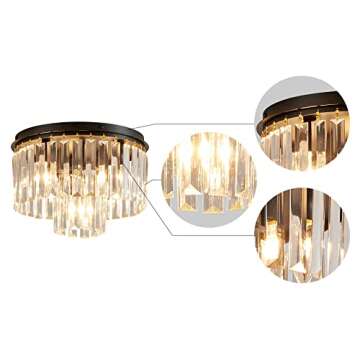 AGV Lighting Crystal Flush Ceiling Light Fixture - Modern Elegance