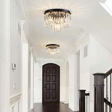 AGV Lighting Crystal Flush Ceiling Light Fixture - Modern Elegance