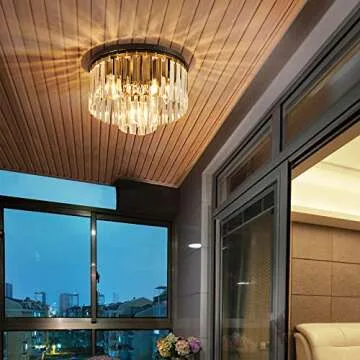 AGV Lighting Crystal Flush Ceiling Light Fixture - Modern Elegance