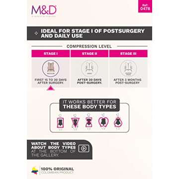 M&D Fajas Colombianas Reductoras y Moldeadoras Post Surgery Compression Stage 2 Faja Beige L