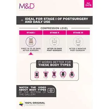 M&D Fajas Colombianas Reductoras y Moldeadoras Post Surgery Compression Stage 2 Faja Beige L