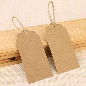 Zezzxu 100-Pack Kraft Paper Blank Gift Tags with Natural Jute Twine for Crafts & Wedding Christmas Gift Wrapping
